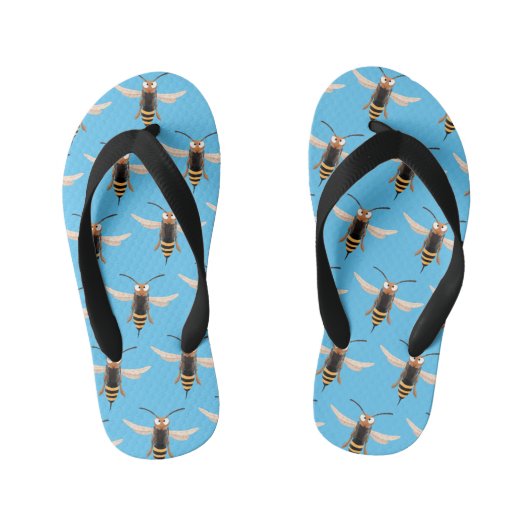 Sonnenlich wütende Hornet Wespe Cartoon Illustrati Kinderbadesandalen (Fußbett)