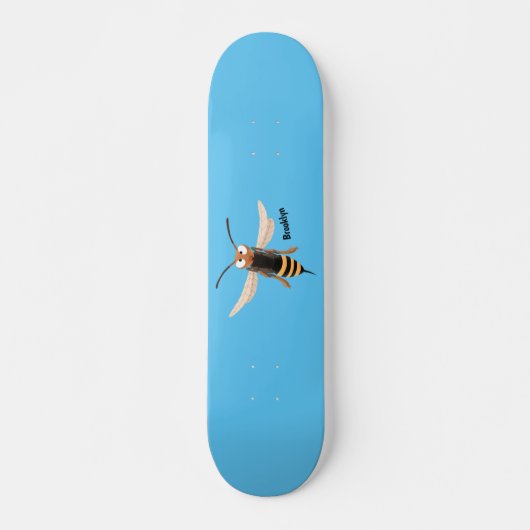 Sonnenlich wütende Hornet Wespe Cartoon Illustrati Skateboard (Vorne)