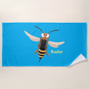 Sonnenlich wütende Hornet Wespe Cartoon Illustrati Strandtuch