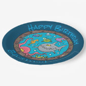 Sonnenliche Meerestiere unter Wasser Cartoon Pappteller (Schrägansicht)