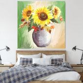 Sonnenliche Ruhe: Sonnenblumen im Blut Leinwanddruck (Insitu (Schlafzimmer))