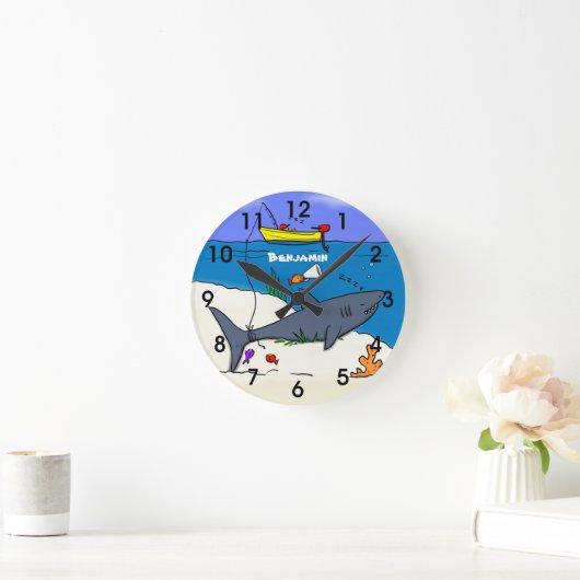 Sonnenlicher Schlachthai und Cartoon Runde Wanduhr (Zuhause)