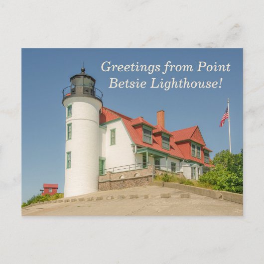 Sonnenlicht auf Point Betsie Lighthouse Postcard Postkarte (Vorderseite)