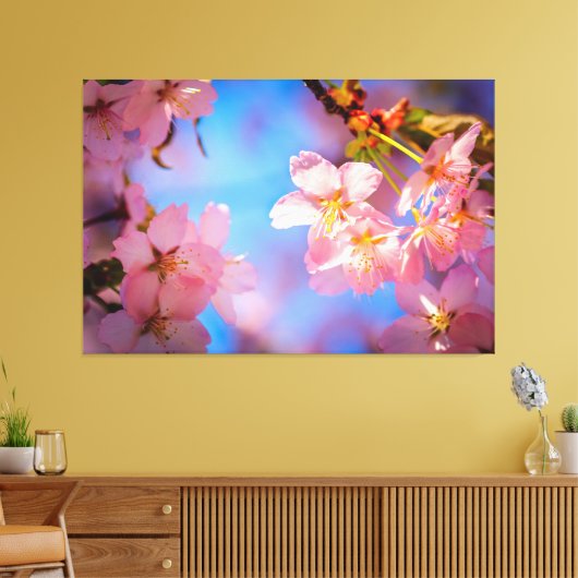 Sonnenlicht auf Sakura Blume Leinwanddruck (Insitu (Wohnzimmer))