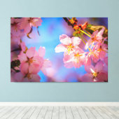 Sonnenlicht auf Sakura Blume Leinwanddruck (Insitu (Holzboden))