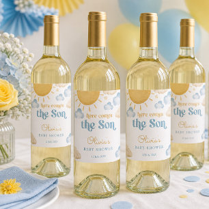 Sonnenlicht-Baby-Shower-Essen- und Getränke-Etiket Weinetikett