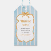Sonnenlicht Blau Gingham Geburtstagsfeier Geschenkanhänger (Vorderseite)