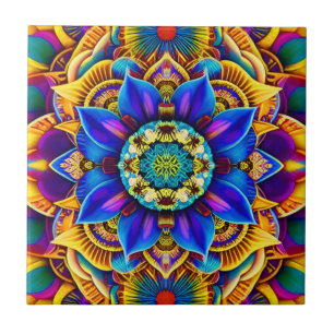 Sonnenlicht Blau Mandala Fliese