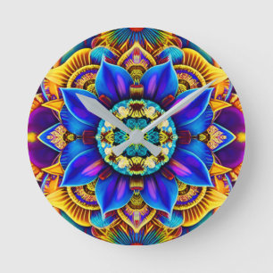 Sonnenlicht Blau Mandala Runde Wanduhr