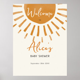 Sonnenlicht Boho Baby Shower Begrüßungsschild Poster