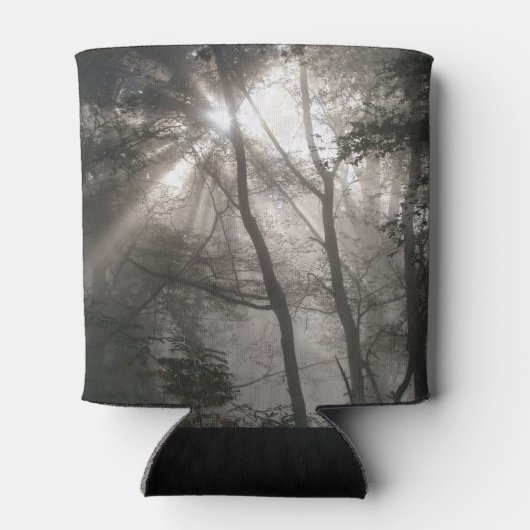 Sonnenlicht durch Bäume dunkles Wald Dosenkühler (Rückseite)