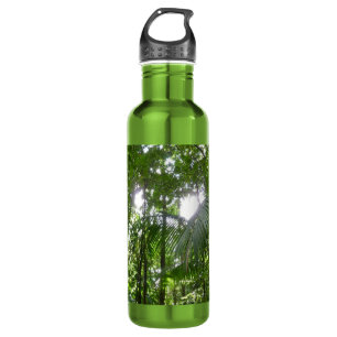 Sonnenlicht durch Regenwaldkanopie tropisches Grün Trinkflasche