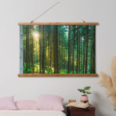 Sonnenlicht durch Wälder Wandteppich Mit Holzrahmen (Schlafzimmer)