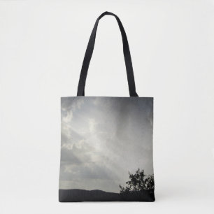 Sonnenlicht durch Wolken Schwarz-weißer Abend Sky Tasche