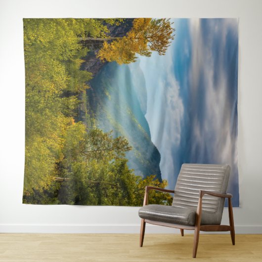 Sonnenlicht // Herbstfarbenwald Wandteppich (Beispiel (Horizontal))