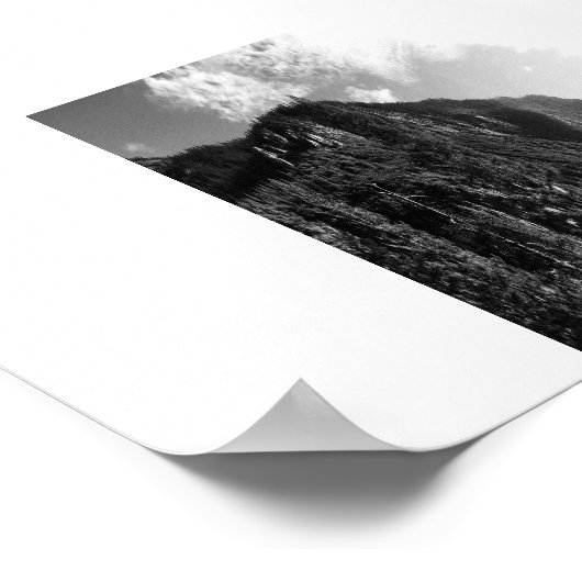 Sonnenlicht im Tal Panorama Schwarz-Weiß Poster (Ecke)