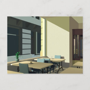Sonnenlicht in einer Cafeteria Postkarte