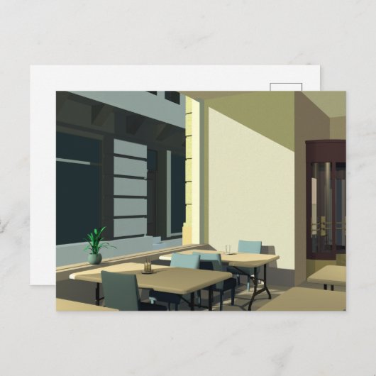 Sonnenlicht in einer Cafeteria Postkarte (Vorne/Hinten)