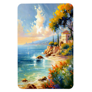Sonnenlicht mediterrane Küste Impressionistische K Magnet