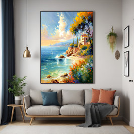 Sonnenlicht mediterrane Küste Impressionistische K Poster