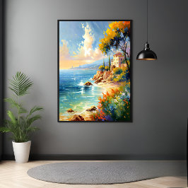 Sonnenlicht mediterrane Küste Impressionistische K Poster