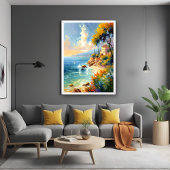 Sonnenlicht mediterrane Küste Impressionistische K Poster