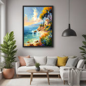 Sonnenlicht mediterrane Küste Impressionistische K Poster