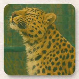 Sonnenlicht - Ruhender Leopard im Waldlicht Getränkeuntersetzer