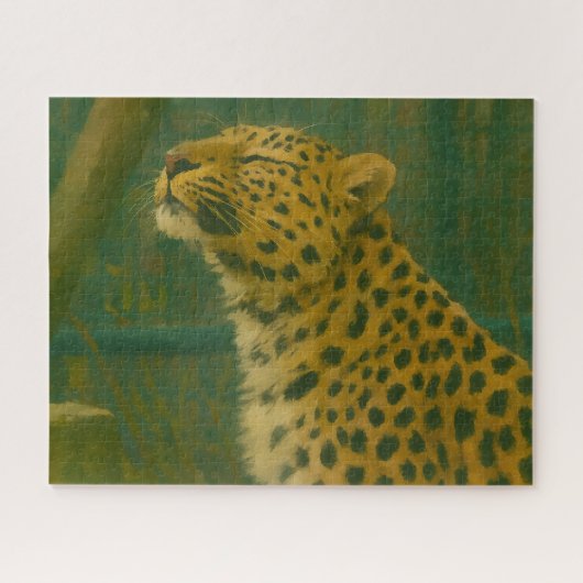 Sonnenlicht - Ruhender Leopard im Waldlicht Puzzle (Horizontal)