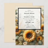 Sonnenlicht Sommersonnenblumen blühen Einladung (Vorne/Hinten)