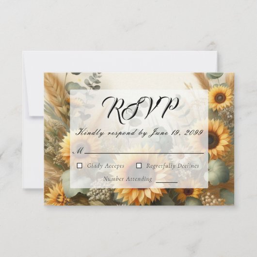 Sonnenlicht Sommersonnenblumen blühen RSVP Karte (Vorderseite)