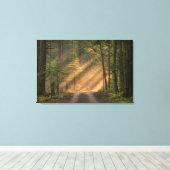 Sonnenlicht strahlt durch einen Wald Leinwanddruck (Insitu (Holzboden))