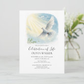 Sonnenlicht Taube Beerdigung Einladung (Stehend Vorderseite)