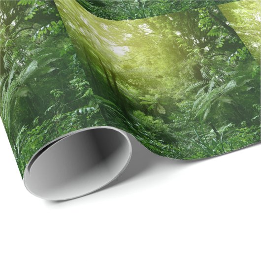 Sonnenlicht tropischen Dschungelbaum Baumkronen. Geschenkpapier (Rolleneckpunkt)