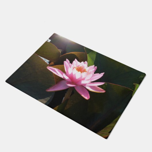 Sonnenlicht Wasserlilie Rosa Blumengarten Fußmatte (Schrägansicht)