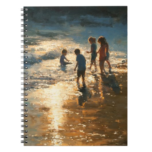 Sonnenlichte Kinder, die Strandbilder machen Notizblock (Vorderseite)