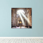 Sonnenlichtschirme strömen durch die Fenster Leinwanddruck (Insitu (Holzboden))