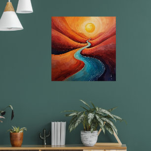 Sonnenlichtweg - Abstrakte Flusslandschaft Kunstdr Poster