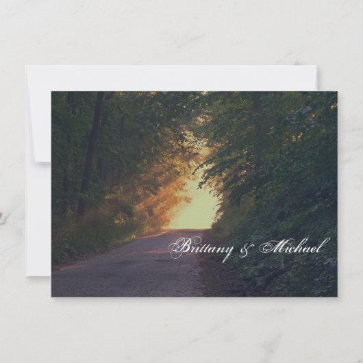 Sonnenlichtweg Trees Country Wedding Einladungen (Rückseite)