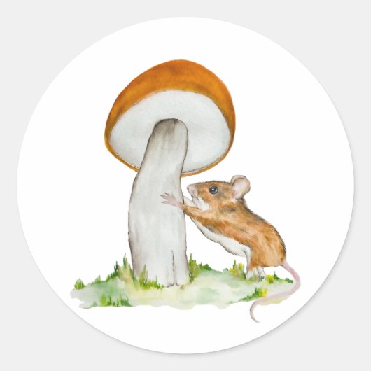 Sonnenmaus mit wildem Pilz Runder Aufkleber (Vorderseite)