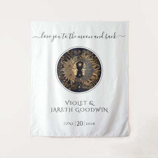 Sonnenmond Hochzeitsband Wandteppich (Vorderseite)