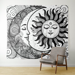 Sonnenmond und Sterne Celestial Paintable Tapestes Wandteppich