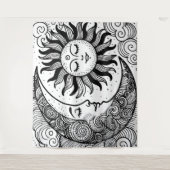 Sonnenmond und Sterne Celestial Paintable Tapestes Wandteppich (Vorderseite)