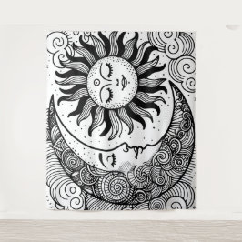 Sonnenmond und Sterne Celestial Paintable Tapestes Wandteppich