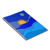 Sonnenmondhügel abstrakte Landschaft blau Notizblock (Rechte Seite)