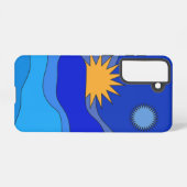 Sonnenmondhügel abstrakte Landschaft blau Samsung Galaxy Hülle (Rückseite (Horizontal))