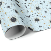 Sonnenmondstars aus Schwarz, Gold und Blau Geschenkpapier (Rolleneckpunkt)