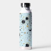 Sonnenmondstars aus Schwarz, Gold und Blau Trinkflasche (Links)