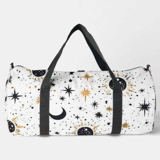 Sonnenmondstars aus Schwarz und Gold Duffle Bag (Vorderseite)