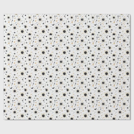 Sonnenmondstars aus Schwarz und Gold Geschenkpapier (Flach)